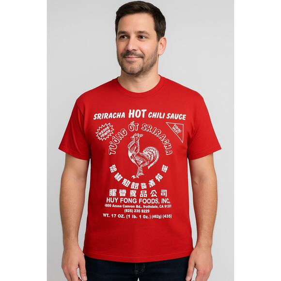 NWT Sriracha hot chili t shirt mens XL Halloween gift idea casual comfort red - Picture 1 of 7